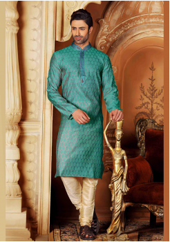 Ocean Blue Color Silk Kurta Set